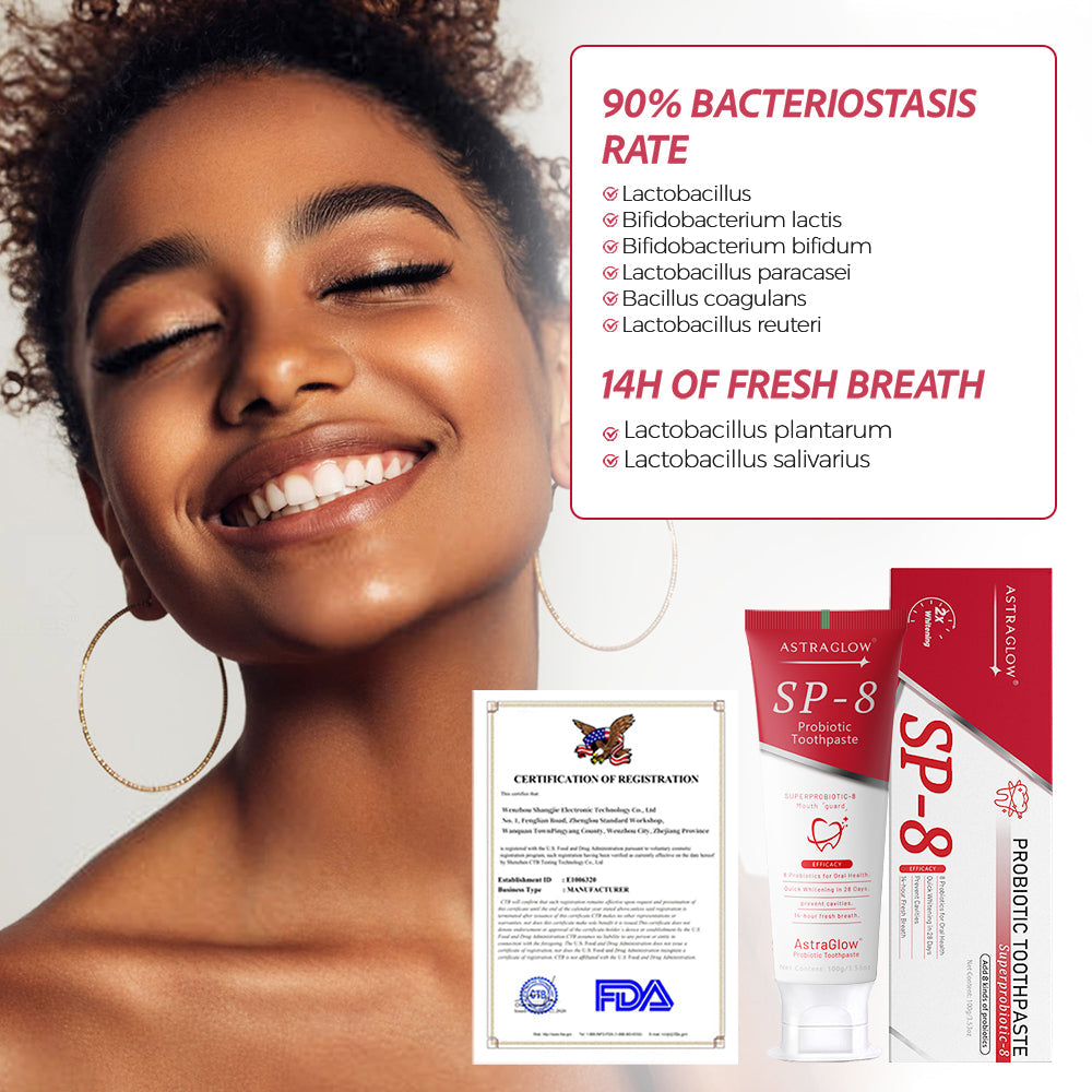 AstraGlow SP-8 Whitening Toothpaste - Whiten, Strengthen & Soothe + 1+1 FREE