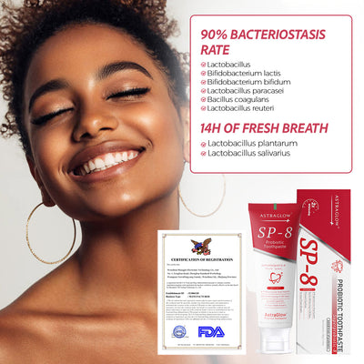 AstraGlow SP-8 Whitening Toothpaste - Whiten, Strengthen & Soothe + 1+1 FREE