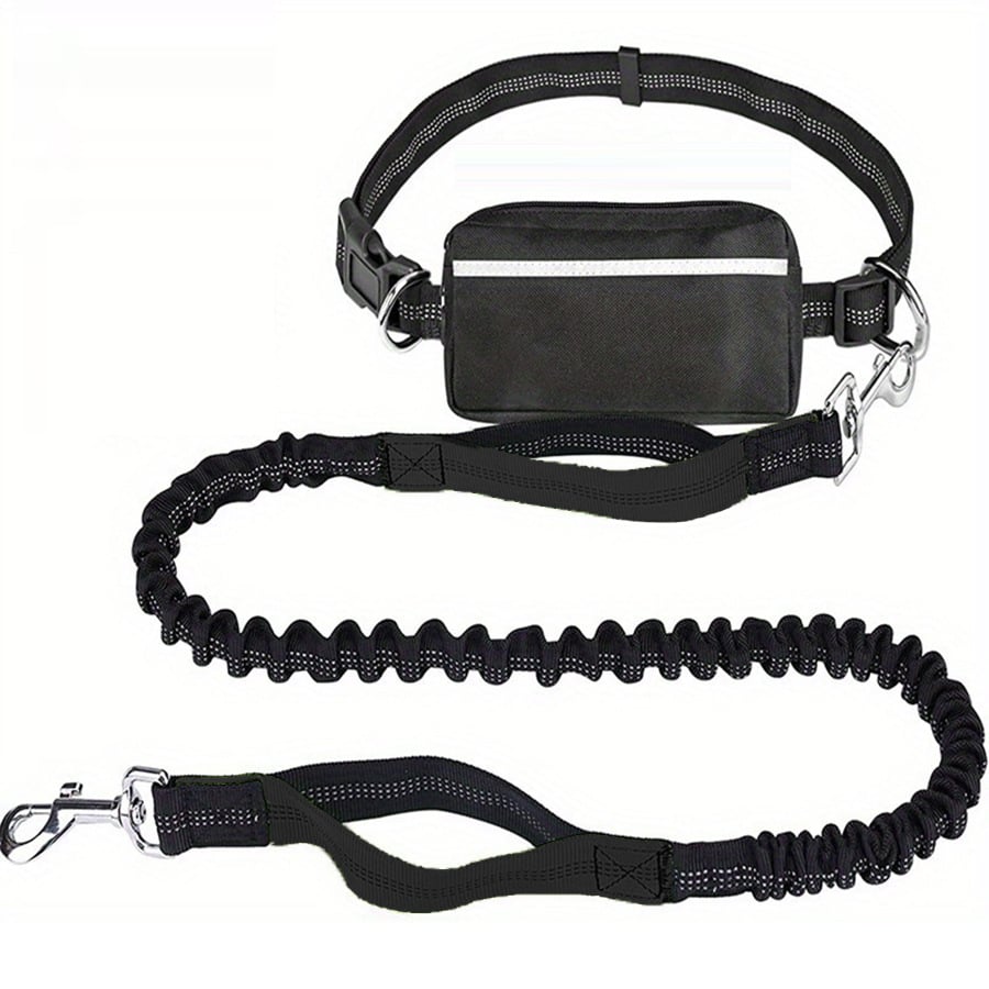 Hands-Free Dog Leash with Zipper Pouch - Shock-Absorbing Bungee & Adjustable Waist Belt - 50% OFF